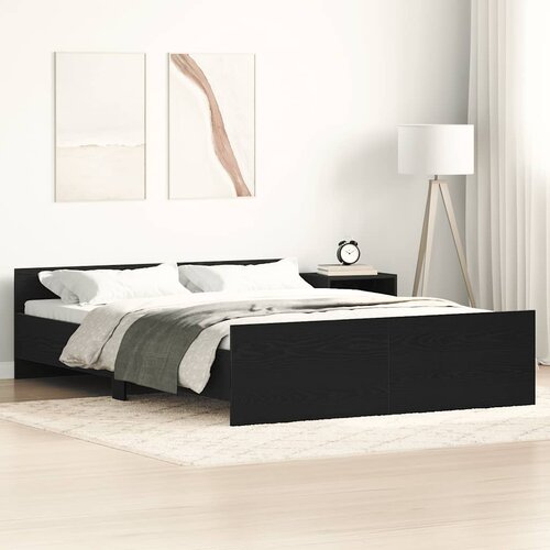 vidaXL Posteljni okvir brez vzmetnice črni hrast 120x200 cm inž. les Cene