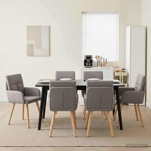 vidaXL Trpezarijske stolice 6 pcs Tkanina Sivosmeđa 60 x 56 x 96 cm Cijene