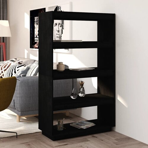 VidaXL Ormarić za knjige / sobna pregrada crni 80x35x135 cm borovina Slike