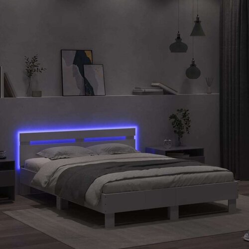 VidaXL Okvir za krevet s uzglavljem i LED bijeli 140 x 200 cm Slike