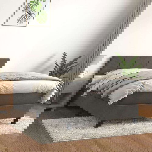 Box spring krevet s madracem tamnosivi 80 x 200 cm bar&amp;scaron;unasti Slike
