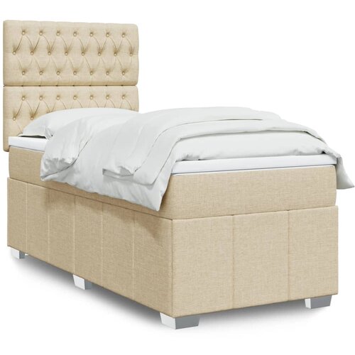 vidaXL Box spring postelja z vzmetnico krem 90x200 cm blago Cene