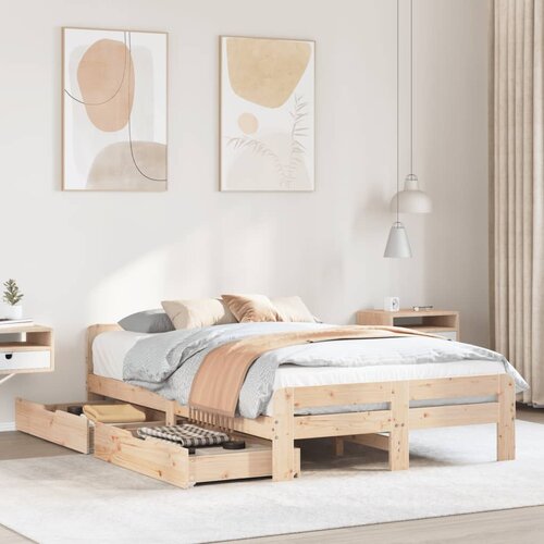 vidaXL Posteljni okvir brez vzmetnice 135x190 cm trdna borovina Cene