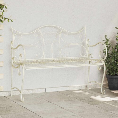  Vrtna klupa 2-Broj sjedala 114 x 56,5 x 90 cm Čelik Antič White Cene