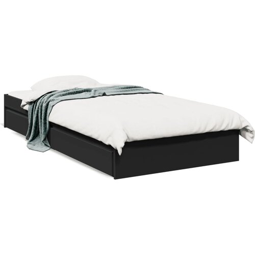 VidaXL Okvir kreveta s ladicama crni 75 x 190 cm konstruirano drvo Slike