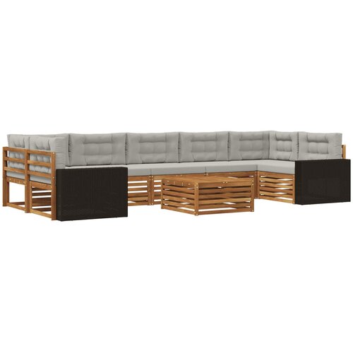  Set vanjskih sofa 8 kom. Prirodna i svjetlosiva Smeđa Slike