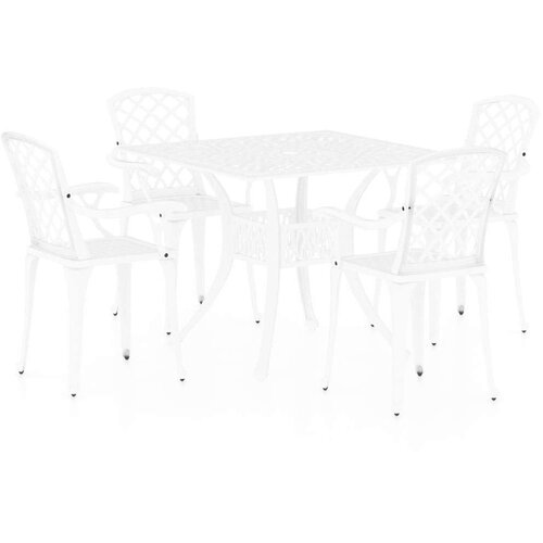  5-dijelni bistro set od lijevanog aluminija bijeli Slike