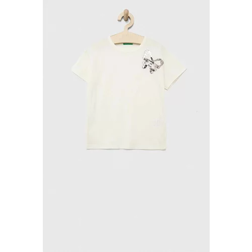 United Colors Of Benetton Otroška bombažna kratka majica bež barva
