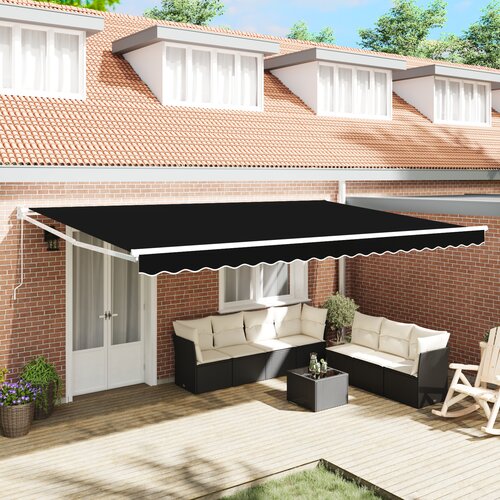 vidaXL ročna retractibilna tenda črna 500x300 cm, tenda zamenjavna tkanina za 5x3 m okvir črna Cene