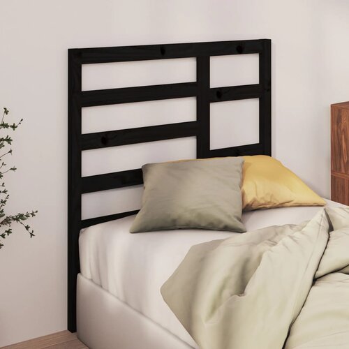  Uzglavlje za krevet crno 81 x 4 x 104 cm od masivne borovine Slike