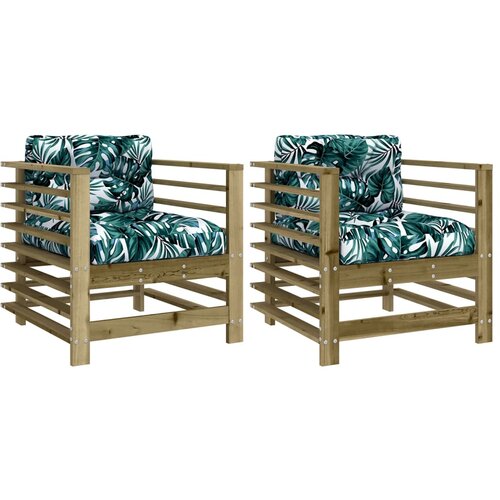 Maison Chic Vrtni stoli - Stol za vrt z blazino 2 kosa impregnirana borovina JS2545, (21876490) Slike