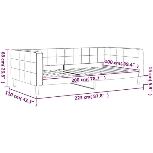 VidaXL Dnevni krevet tamnosivi 100 x 200 cm bar&amp;scaron;unasti Slike