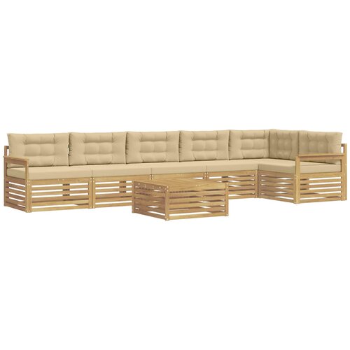 vidaXL Zunanja garnitura za sedenje z blazino 7 pcs Bela in bež, (5000271875) Cene