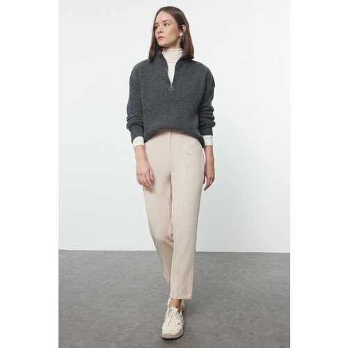 Trendyol beige cigarette woven trousers Slike