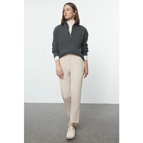 Trendyol Beige Cigarette Woven Trousers