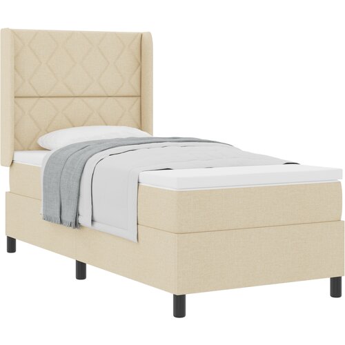 vidaXL Boxspring postelja s pohodnimi vzmetnicami Krem 90x200 cm Tkanina, (22050694) Cene