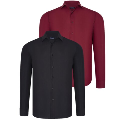 Dewberry DUAL SET G726 MENS SHIRTS-BLACK-BURGUNDY Slike