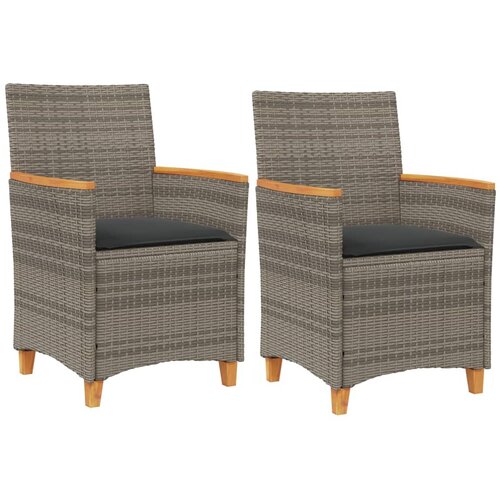 Maison Chic Vrtni stoli - Stol za vrt z blazinami 2 kosa siv poli ratan in trden les JS2157, (21876985) Slike