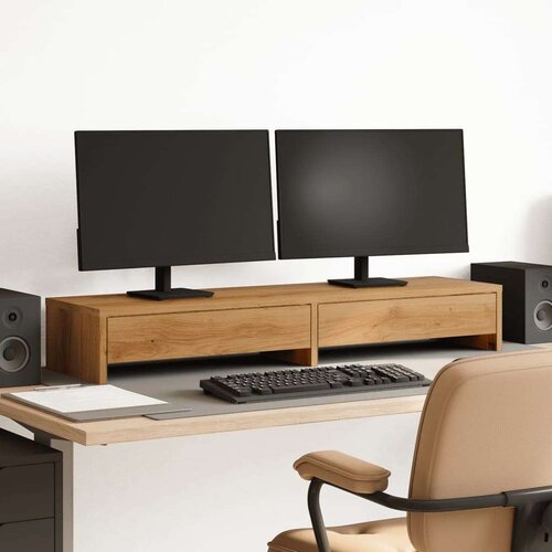  Stalak za monitor s ladicama boja hrasta 100x27x15 cm drveni Cijene