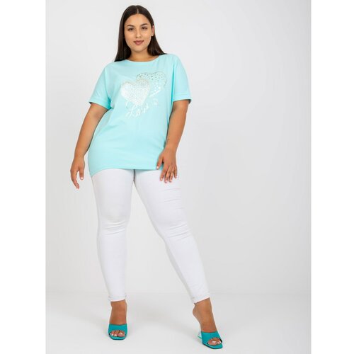 Fashion Hunters Mint loose plus size t-shirt with an applique Slike