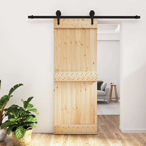 vidaXL Drsna vrata s kompletom vodil 80x210 cm trdna borovina Cene