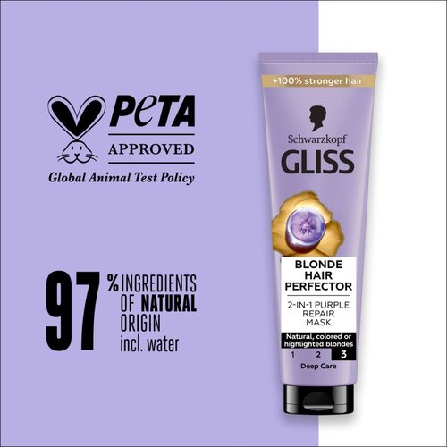 Schwarzkopf Gliss Blonde Hair Perfector regeneracijska maska za lase za posvetljene lase ali lase s prameni 150 ml Slike