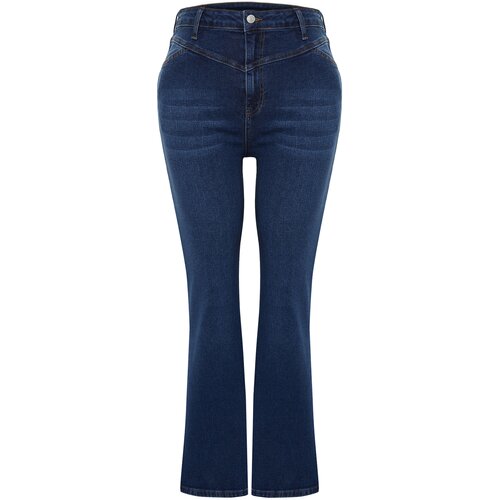 Trendyol Curve Blue High Waist Comfort Stitch Detail Spanish Leg Flare Fit Jeans Cijene
