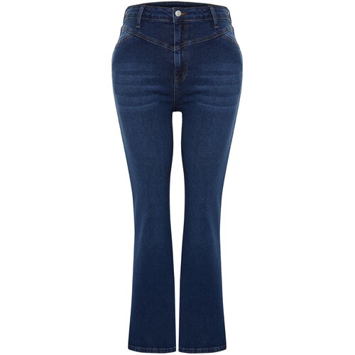 Trendyol Curve Blue Stitch Detail Flare Fit Denim Jeans Cene