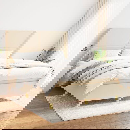 The Living Store Box spring postelja z vzmetnico krem 140x200 cm blago - Box Spring Postelja, (21513103) Slike