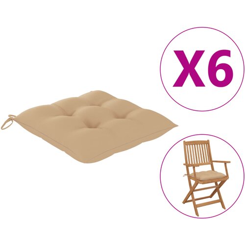 vidaXL Blazine za stole 6 kosov bež 40x40x7 cm blago Cene