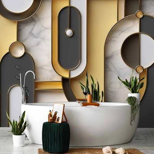  Foto tapeta - Gold-marble Geometric Pattern 250x175 Vodootporna Slike