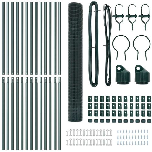 vidaXL Set ograjnih stebrov Set 2 Zelen Prašno lakirano jeklo 25 x 1.5 m Cene