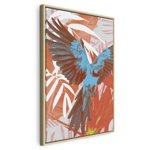  Slika - Exotic Wings - Parrot Among Abstract Leaf Patterns 80x120 U prirodnom drvenom okviru Cene