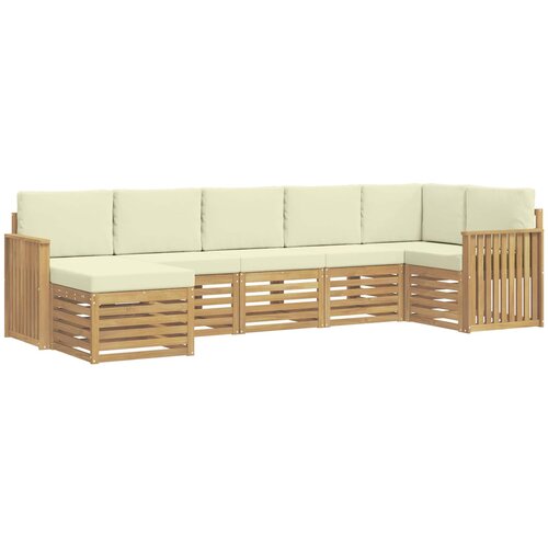 Set vanjskih sofa 7 kom. Bijela i krem 306 x 128,5 x 73 cm Slike