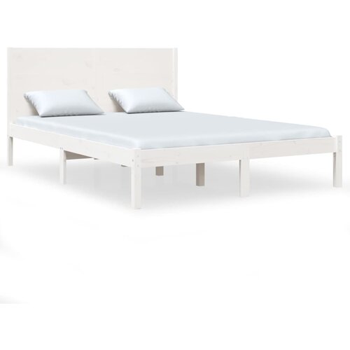 VidaXL Posteljni okvir bel iz trdne borovine 140x190 cm, (20684577) Slike