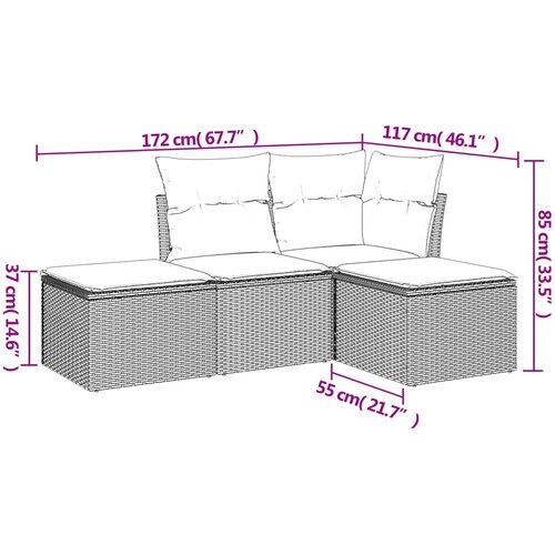  4-dijelni set vrtnih sofa s jastucima svijetlosivi poliratan Slike