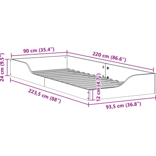  Krevet s daskama Vo&amp;scaron;tano smeđa 90 x 220 cm Čvrsta borova drva Slike