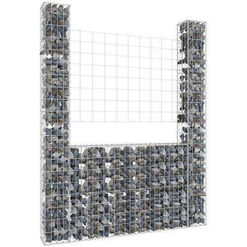 vidaXL Gabion košara U-oblike z 2 stebroma železo 140x20x200 cm Cene