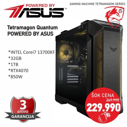 Asus računar tetramagon quantum powered by asus intel core i7 13700KF/32GB/1TB/RTX4070/850W Cene