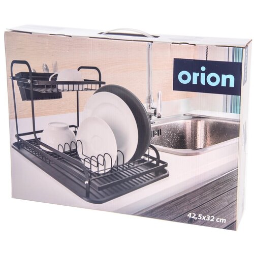 Orion Črn kovinski dvonadstropni odcejalnik posode 42,5x32 cm Radka &amp;ndash; Slike