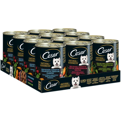 Cesar Natural Goodness - Multi pakiranje 3 vrst - govedina, piščanec, jagnjetina (12 x 400 g)