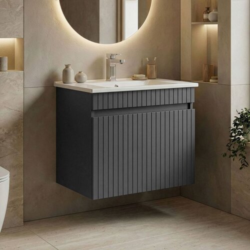 Hanah home Tivoli 65 - 663 Matte Anthracite Bathroom Cabinet With Sink Cene