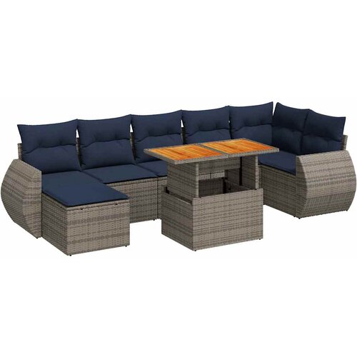 vidaXL Vrtna garnitura - 8-dijelni set vrtnih sofa od poliratana s jastucima sivi - Siva 1 Cijene
