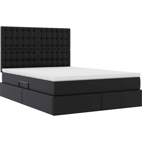  Krevet s od storage s madracem Crna 140 x 200 cm Lažna koža Slike
