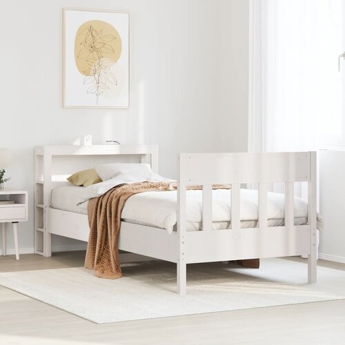 Furnova Posteljni okvir brez vzmetnice bel 100x200 cm trdna borovina, (21941471) Slike