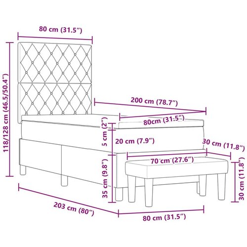  Krevet s Okvirom s Madracem &amp;amp;amp Klupom Tamnozelen 80x200 cm Bar&amp;scaron;un Slike