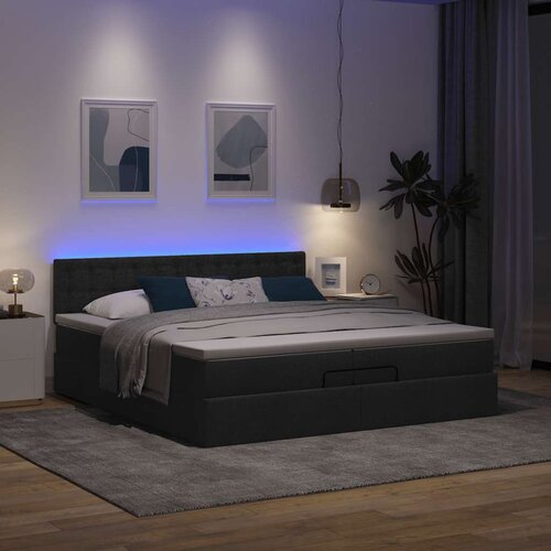 vidaXL Otomanski okvir kreveta s madracima crni 200x200cm od tkanine Cijene