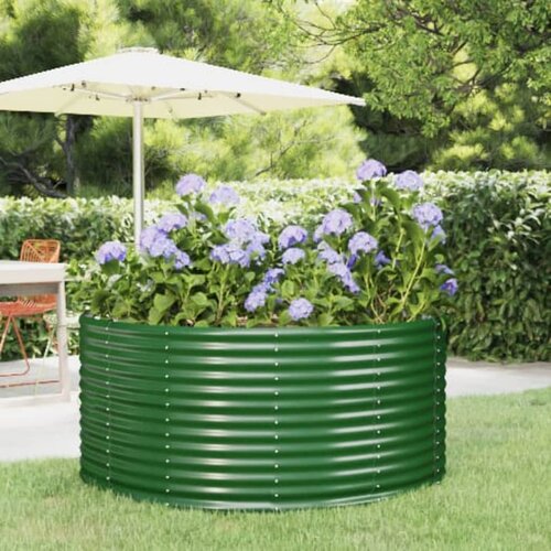 vidaXL Visoka greda zelena 140x140x68 cm prašno premazano jeklo Cene