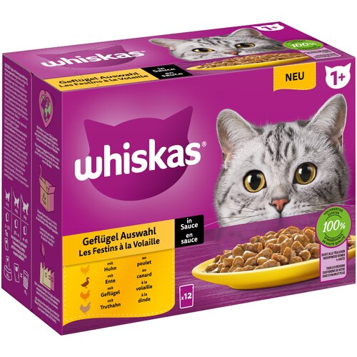 Whiskas Mega pakiranje: 1+ Adult vrećice 24 x 85 g / 100 g - Izbor peradi u umaku (24 x 85 g) Cijene