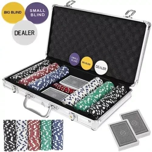  Poker Set 300 Žetonov XL PREMIUM v Aluminijastem Kovčku | Texas Hold'em Poker Komplet | 10 g Žetoni s Kovinskim Jedrom | 2 Kompleta Kart Cene